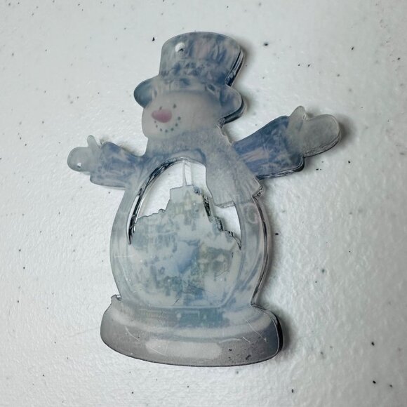 Snowman Christmas Ornament Snow Globe Shape Decoration With Gold String and Bell - Picture 5 of 8